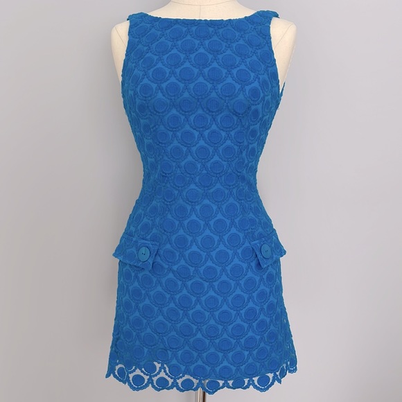 bebe Dresses & Skirts - BeBe perfect weekend boatneck eyelet dress, blue size XS